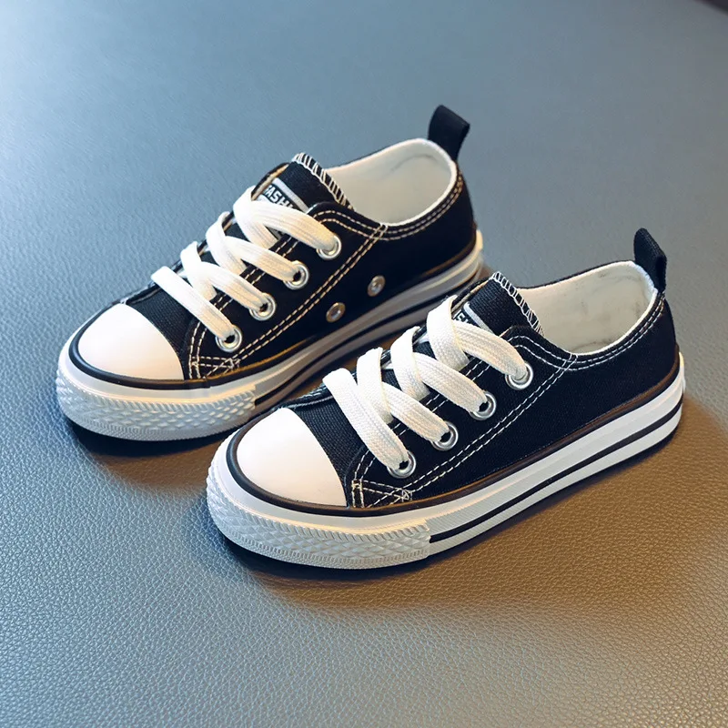 

Spring Autumn Girl Low Top Front Lacing Board Shoes Children Korean Version Canvas Shoes Boy Little White Shoes Casual Soft Sole