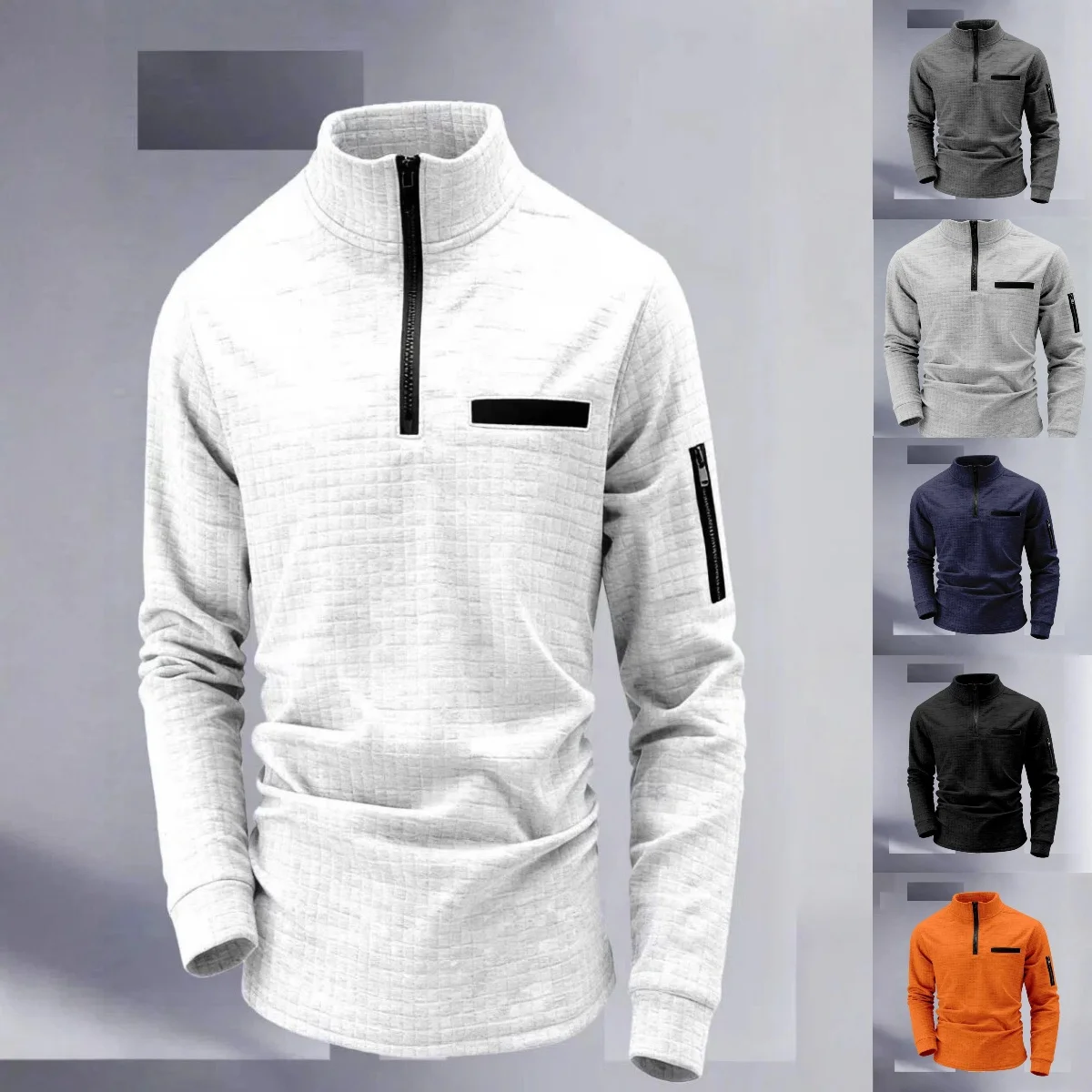 

Spring and Autumn new style fashionable, comfortable, breathable casual small check pattern, long sleeves with arm zippers.