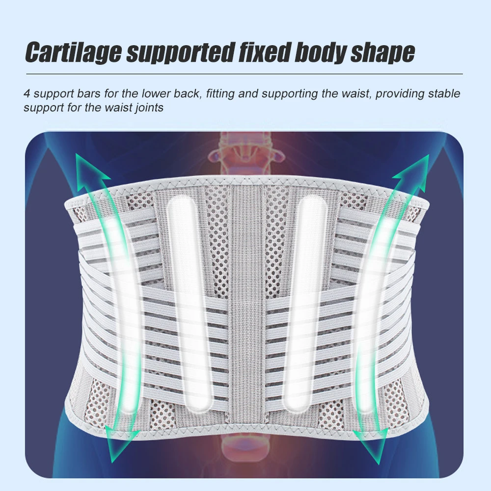 1Pc Back Brace Breathable Lower Back Support Belt Pain Relief with 4 Stays for Heavy Lifting Herniated Disc, Sciatica, Scoliosis