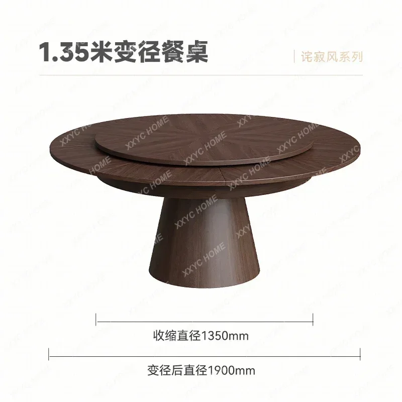 HHyj7 Deformation round Table Antique Style Solid Wood Rotating Retractable Dining Table  Retro FoldingLX