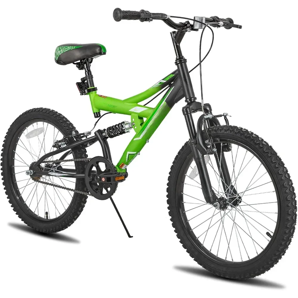 Mountain Bike 20 Inch for Boys Girls Ages 7-13 Years Old, Dual-Suspension Mountain Bike with Dual Handbrake & Kickstand, Bicycle