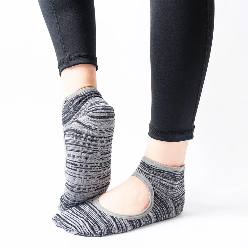 Women Yoga Socks Round Head Open Back Anti-Slip Breathable Cotton Jumping Trampoline Pilates Dancing Ballet  Grip Sports Socks