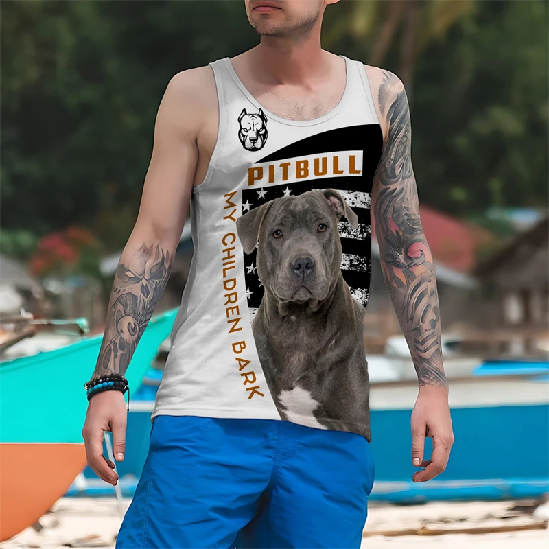 

Animal Dog Graphic Street Style Tanks For Men's Sleeveless 3D Printed Harajuku Man Vest Summer O-Neck Casual Tanks Tops Clothing