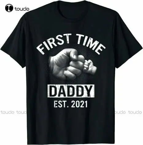 First Time Daddy New Dad Est Fathers Day T-Shirts Cotton Trend 2021 big and tall shirts for men