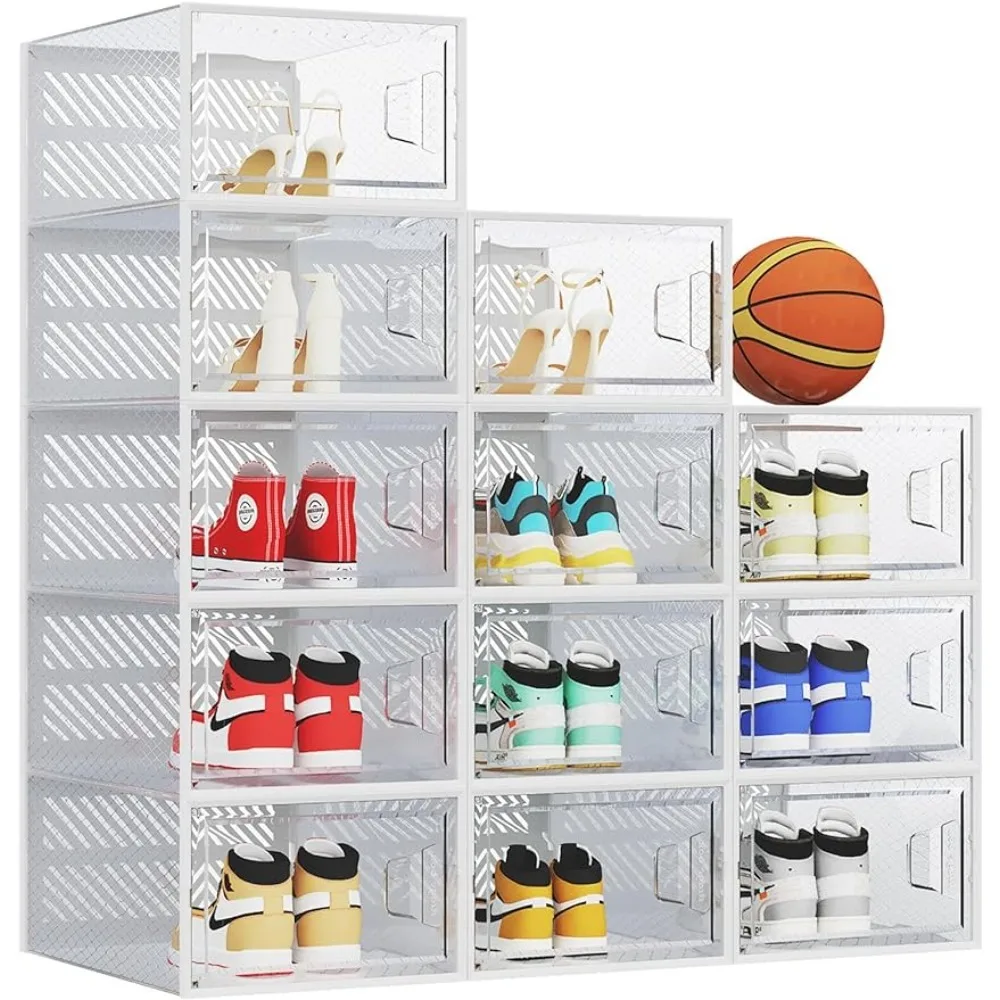 

Organizer Shoe Rack Organizers 12 Pack Clear Plastic Stackable Shoe Boxes Cabinets for the Living Room Furniture Shoe-shelf Home