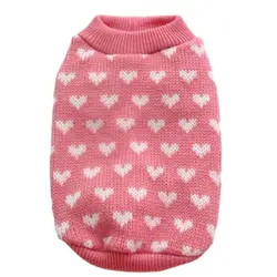 XKSRWE Hearts Dog Pet Sweater Jumper Cat Puppy Coat Jacket Warm Clothes 5 sizes