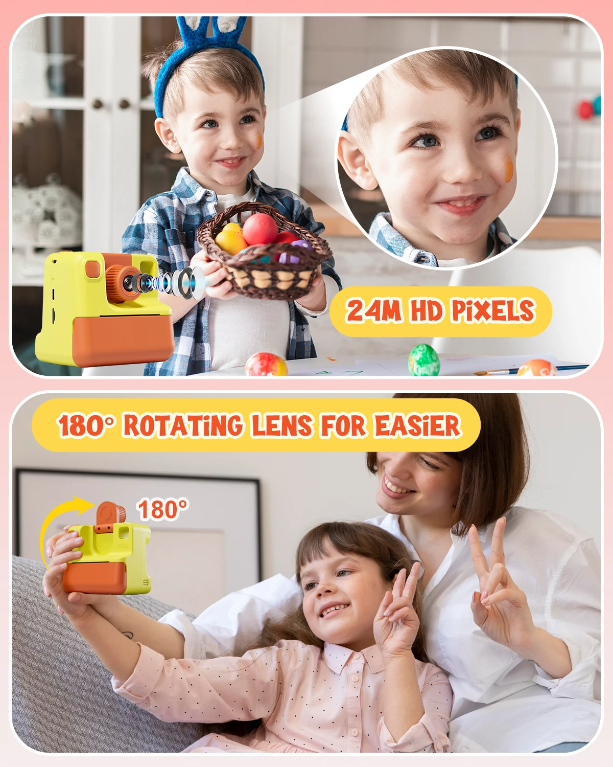 Gofunly – appareil photo numérique pour enfants, jouet HD 1080P, impression instantanée, avec 3 rouleaux de papier d'impression et carte 32 go, cadeau pour 6-12 ans