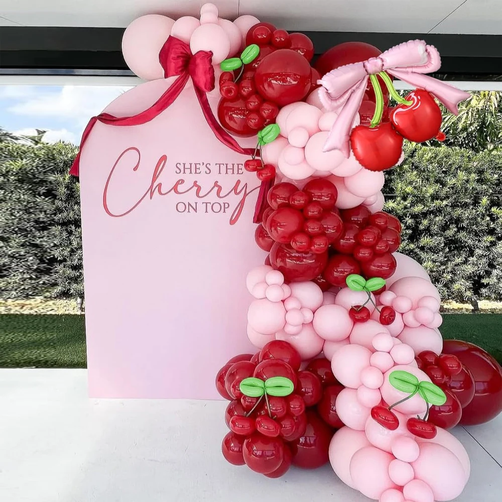108 Stück Kirsche Ballon Girlande Bogen Kit Rot Hellrosa Latex Ballons Mädchen Geburtstag Baby Dusche Hochzeitstag Party Dekor