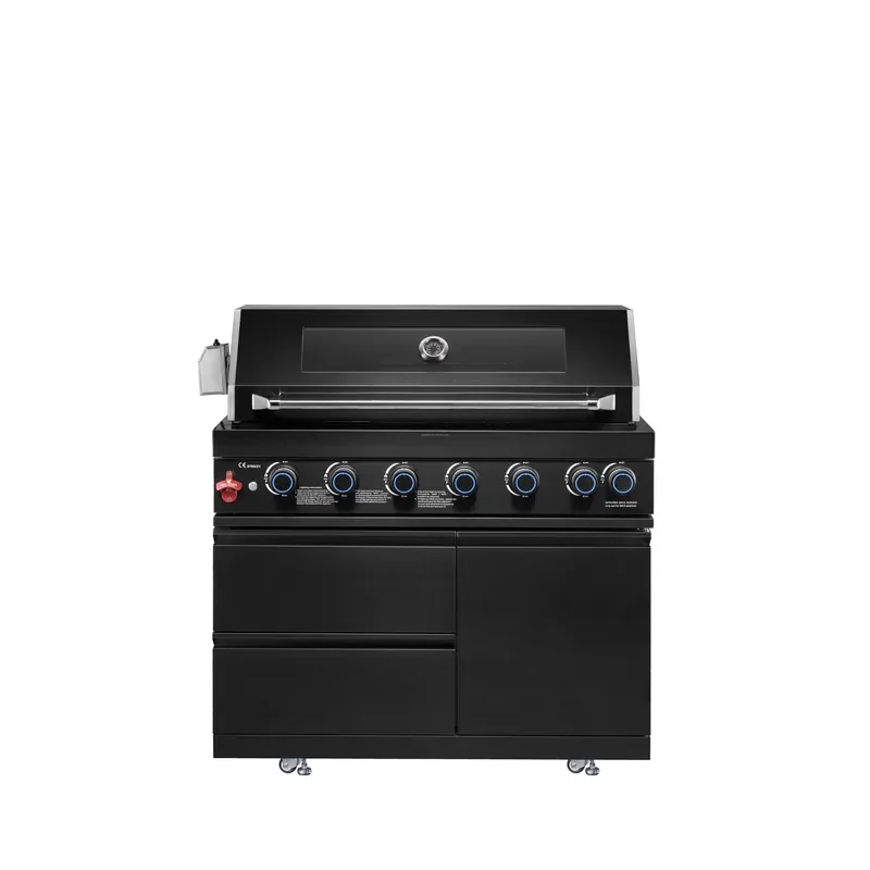 CE Certified 7 Burner Gas BBQ Grill Black 304 Stainless Steel Smokeless Barbecue for Garden Party Outdoor Cooking High
