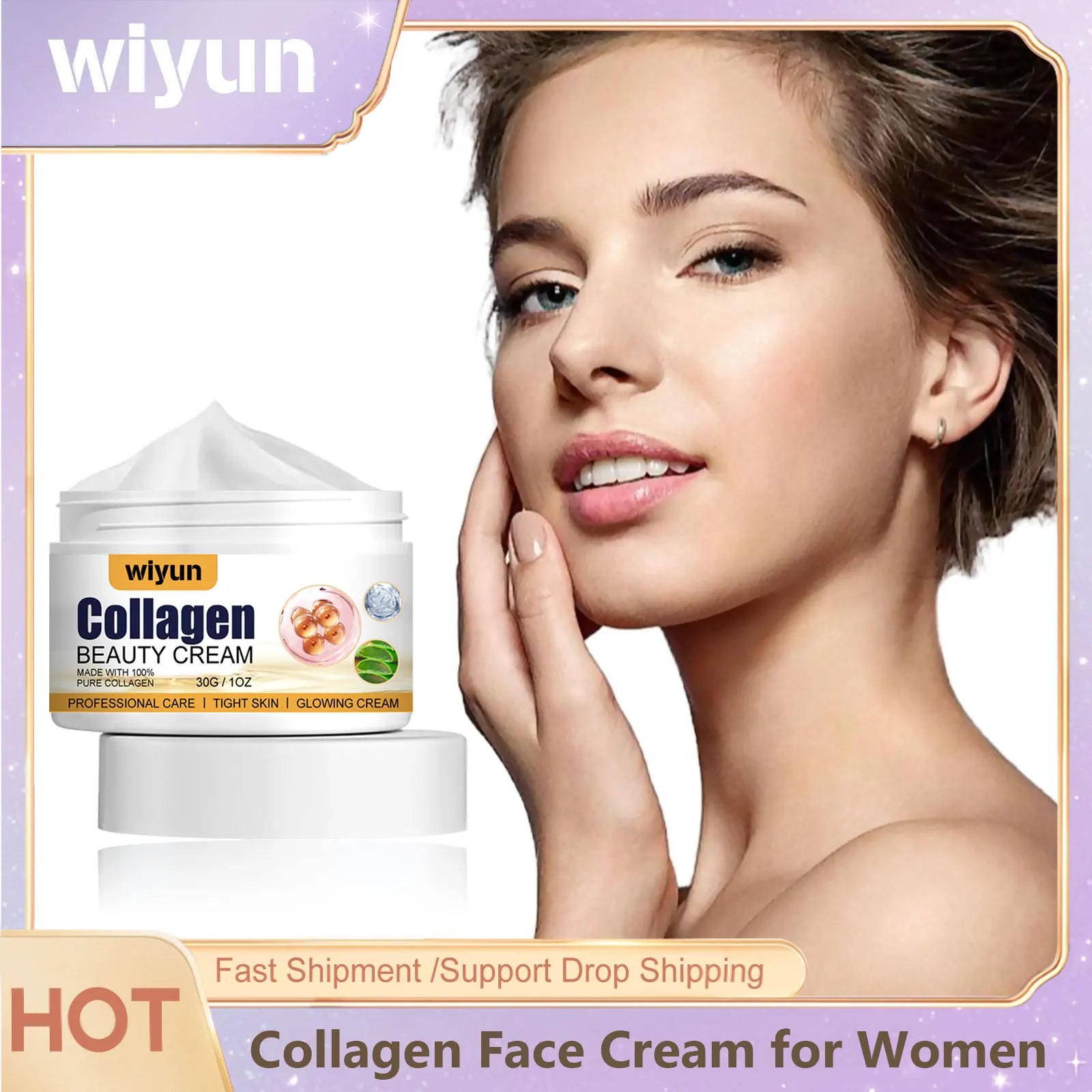 

Collagen Face Cream for Women Anti-Aging Remove Wrinkles Moisturizing Whitening Brighten Smooth Instant Lifting Firming Cream