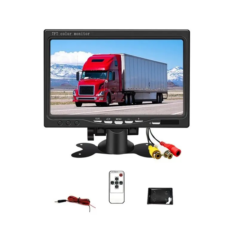 

12В 7-дюймовый автомобильный монитор 16:9 800X480 LCD с двумя видеовходами для камеры заднего вида и парковки