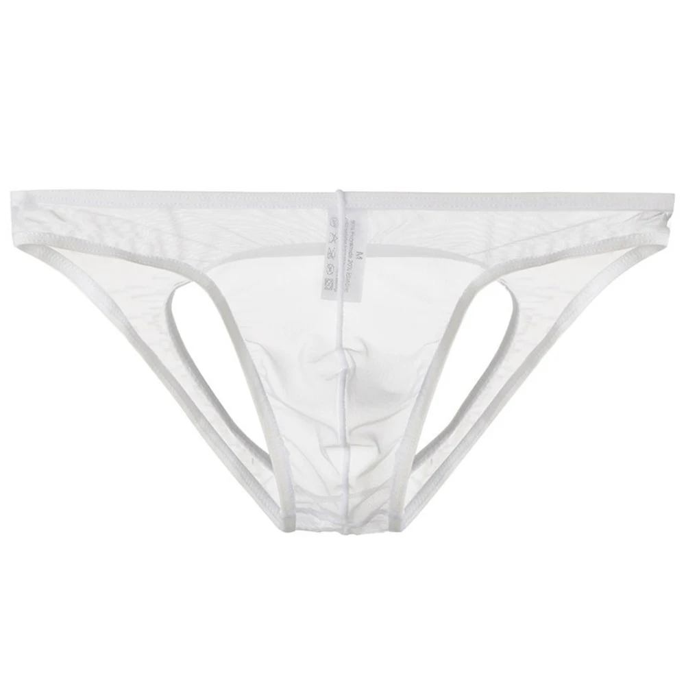 Men Briefs Transparent Panties Men\'s G String Thong Open Crotch Low Rise Underwear Briefs (Skin Color/Light Blue)