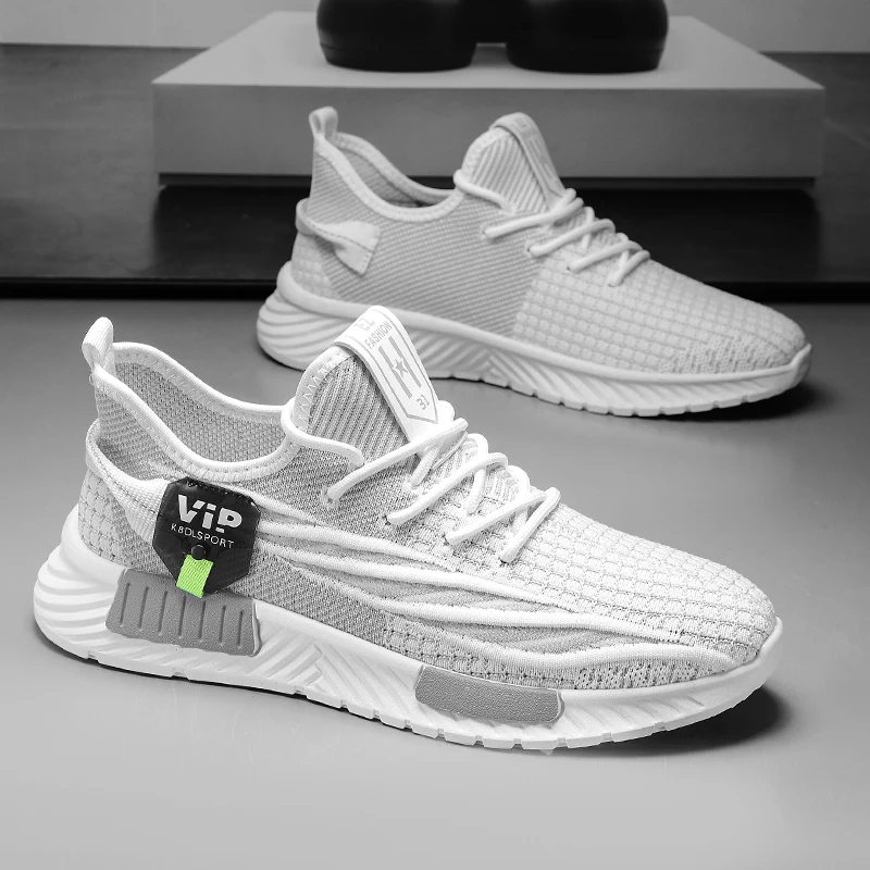 

HKDQ 2025 Men's Breathable Shoes Slip On Sneakers Comfortable Mesh Walking Shoes Lightweight Non Slip Rubber Sole Casual Shoes