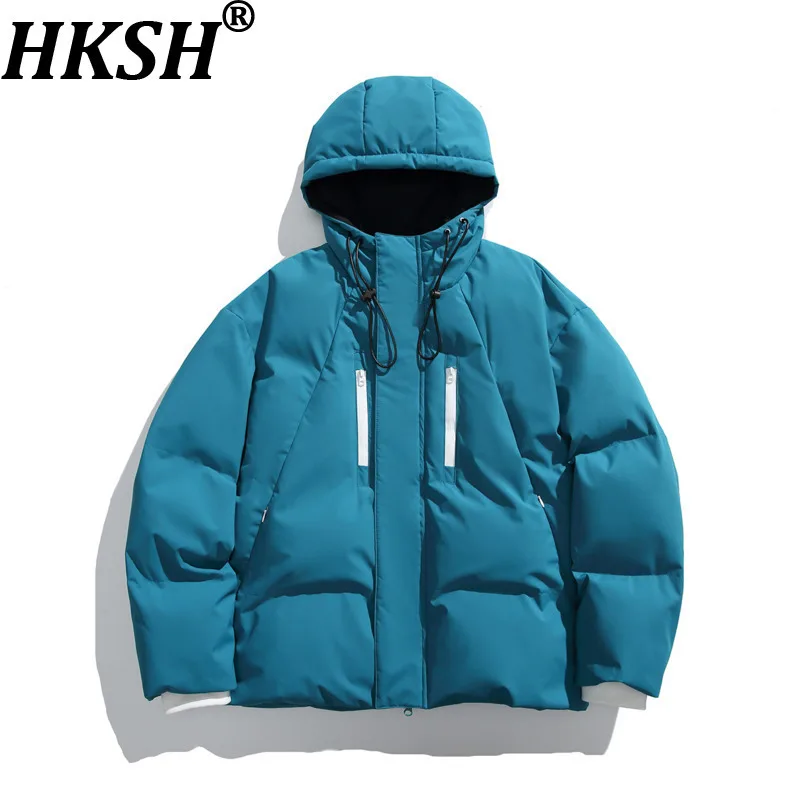 

HKSH 2025 Winter New Women's Padded Coat Hooded Zipper Pocket Versatile Casual Outdoor Windproof Ins Parka Jacket Unisex HK13907