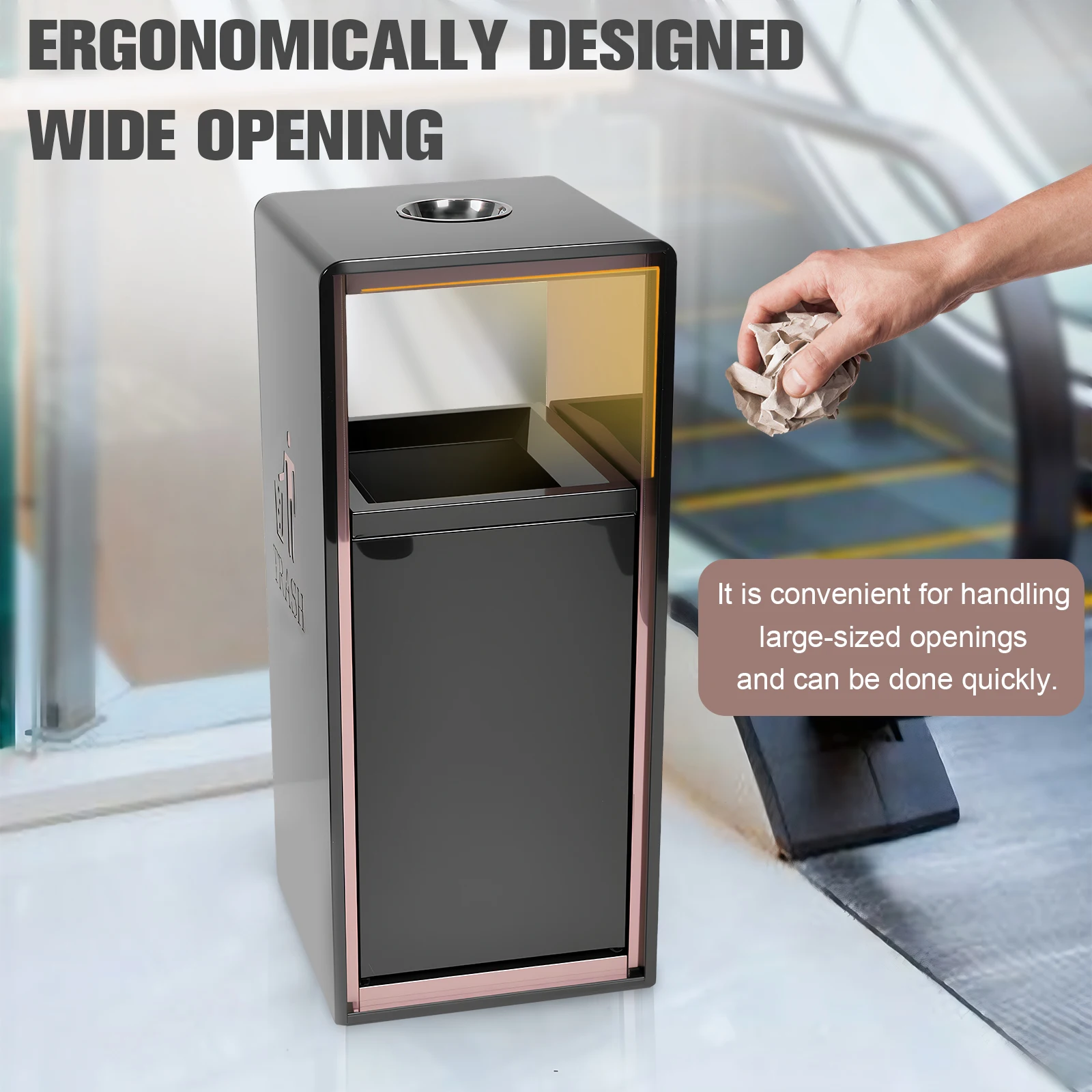 

Fingerprint-Resistant Large Trash Can W/ Removable Inner Can Stainless Steel Garbage Can for Office Hotel Lobby Conference Hall