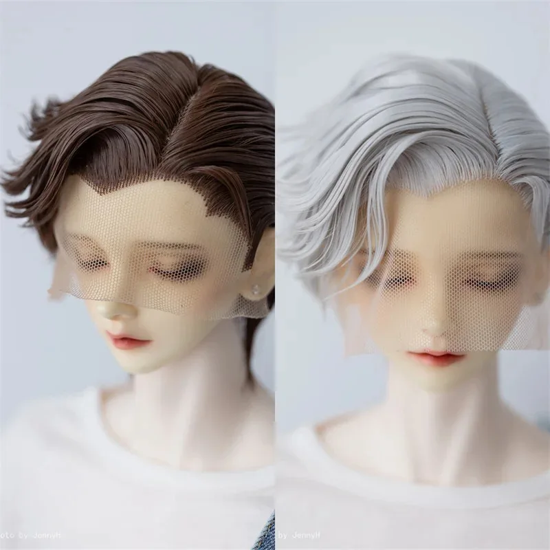 

BJD Doll Accessories Boys Cool Wig 1/3 High Temperature Silk Short Forehead Hand Hook Tricuspid Right Side Parting Hairstyle XC