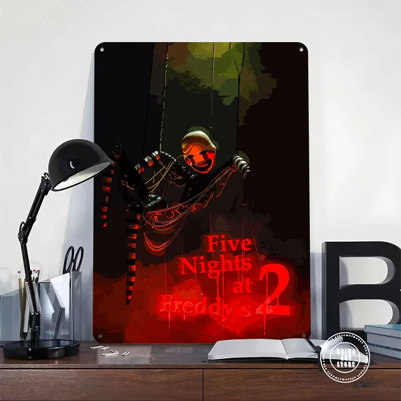 Five Nights At Freddy's 2 Puppet Poster Customized Vintage Metal Signs Wall Art Retro Tin Plaque for Mancave Home Decor Items