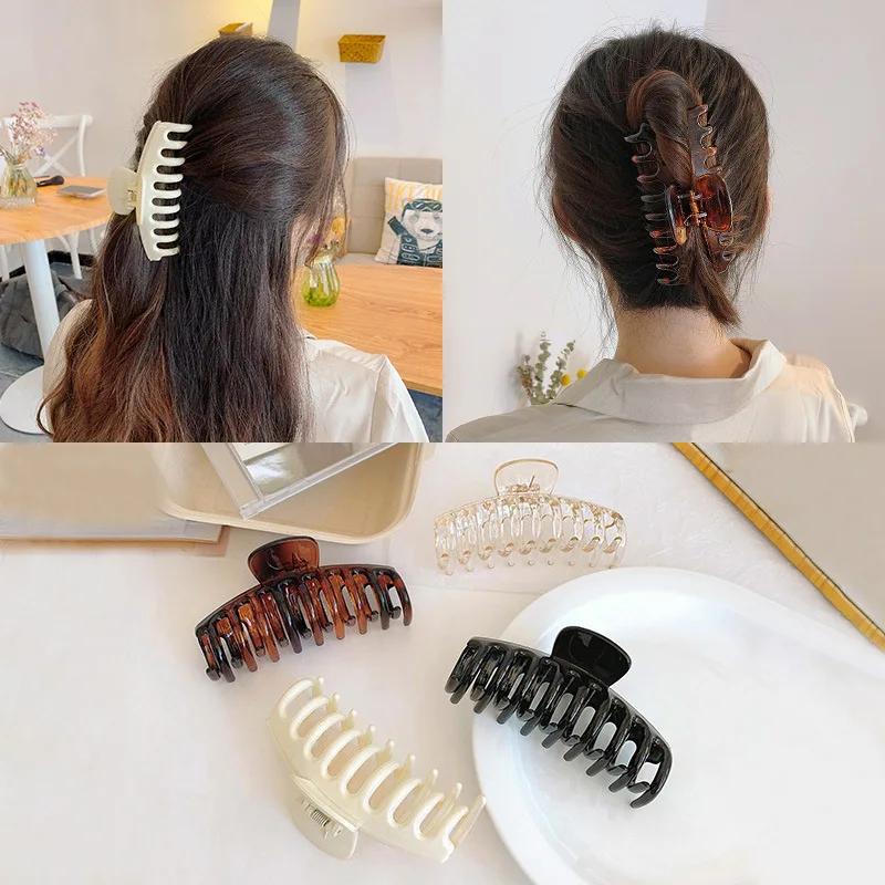 

4PCS High Quality Acrylic Non-slip Hair Clips Ponytail Hair Clips Back Of Head Plate Hair Grab Clips Girls Hair Clips