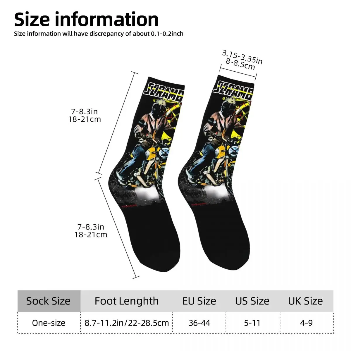 Śmieszne szalone skarpety dla mężczyzn Super Hip Hop Harajuku Scrambler X Happy Seamless Pattern Printed Boys Crew compression Sock Casual