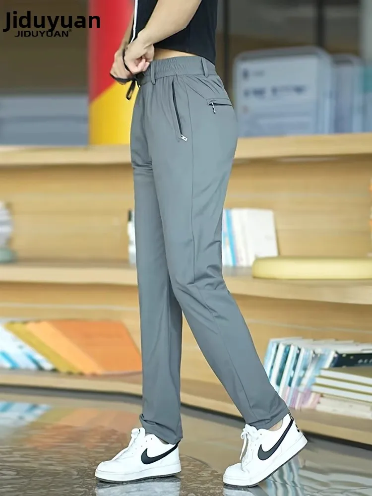

Ice Silk Men's Casual Pants Elastic Straight Leg Summer Thin Sle Dad Faionable Spor High Stretch Polyester Fiber Qui Dry