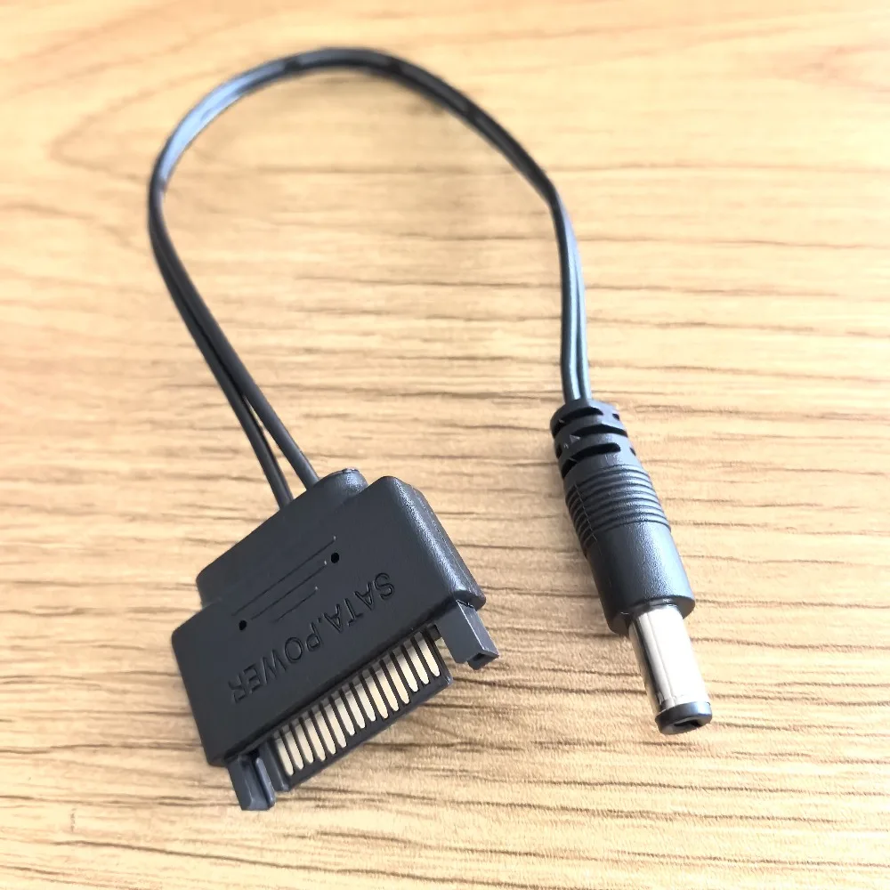 SATA Power To DC 5.5/2.1 5.5mm X 2.1mm Male Converter Adapter Power Supply Cable 12V 24AWG Wire 20cm