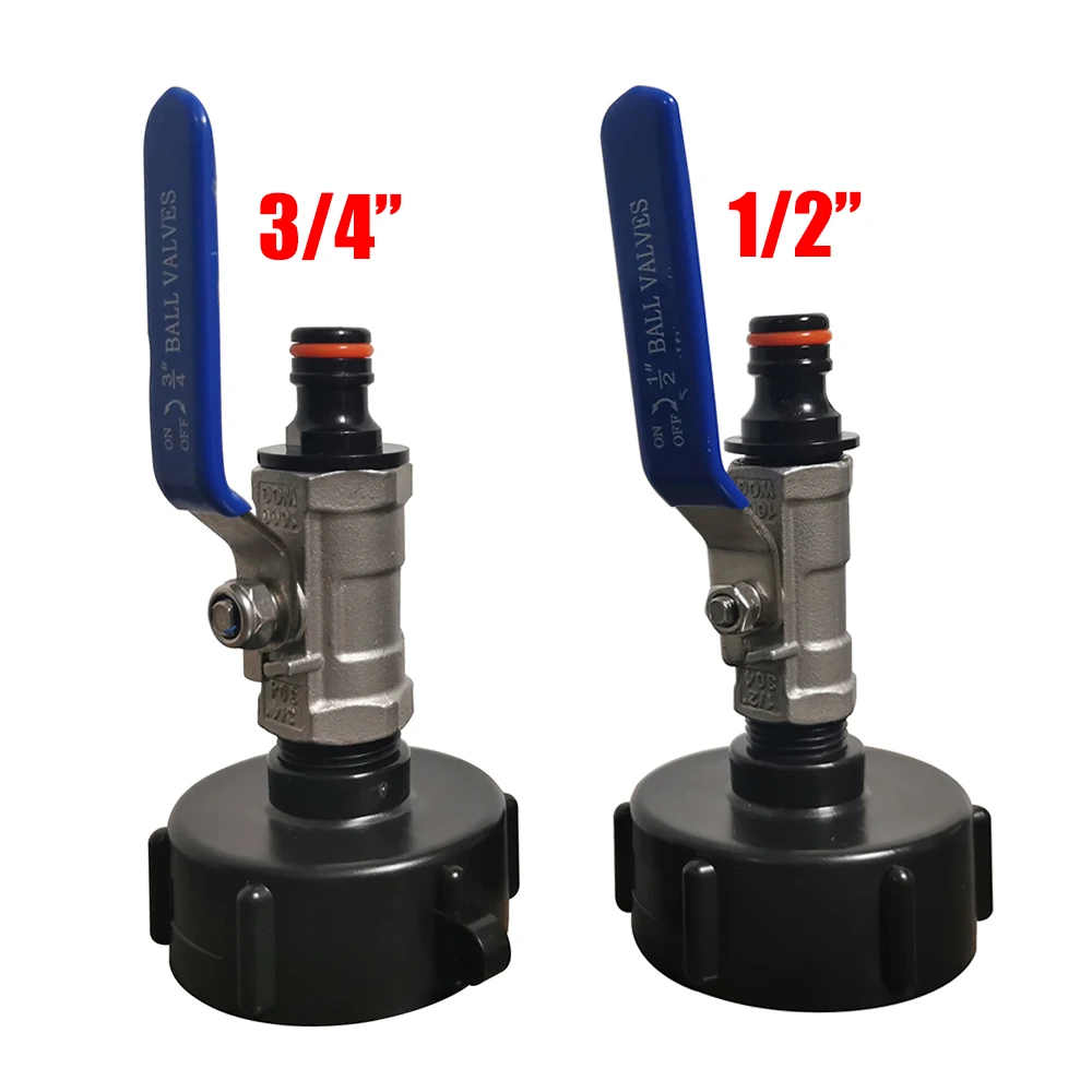 IBC Tank Adapter S60 x G1/2'' G3/4'' Thread Connector Brass Valve Tank Fitting Outdoor Rainwater Collection Buckets Coupler