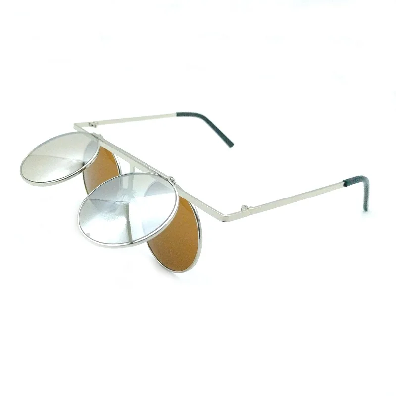 Silver plating metal flip up diffraction glasses with heart diffraction glasses