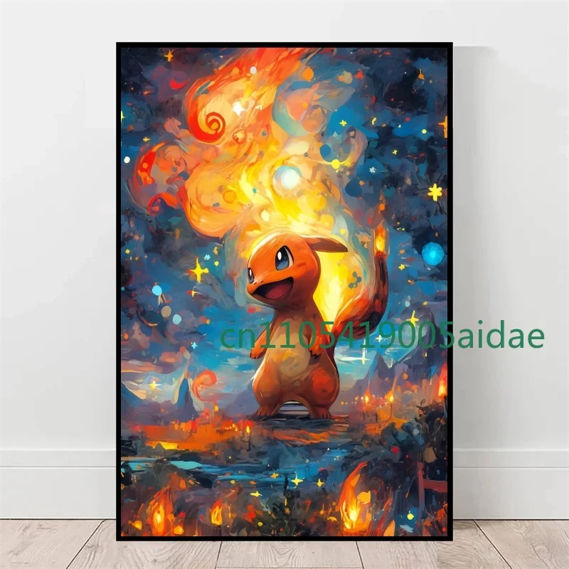 Nieuwe Van Gogh Museum Pokemon Anime Figuren Pikachu Aquarel Canvas Posters en Prints Wall Art Foto voor Woonkamer