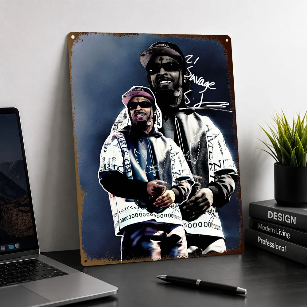 21 Savage Aluminum Poster Customized Metal Tin Sign Album Era Tribute Wall Art Designed For Entertainment Space And Music Room