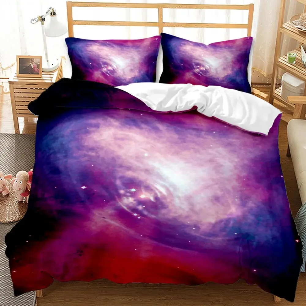3D Galaxy Duvet Cover Set Single Double Twin/Queen 2pcs/3pcs/4pcs Bedding Sets Universe Outer Space Themed Bed Linen 2