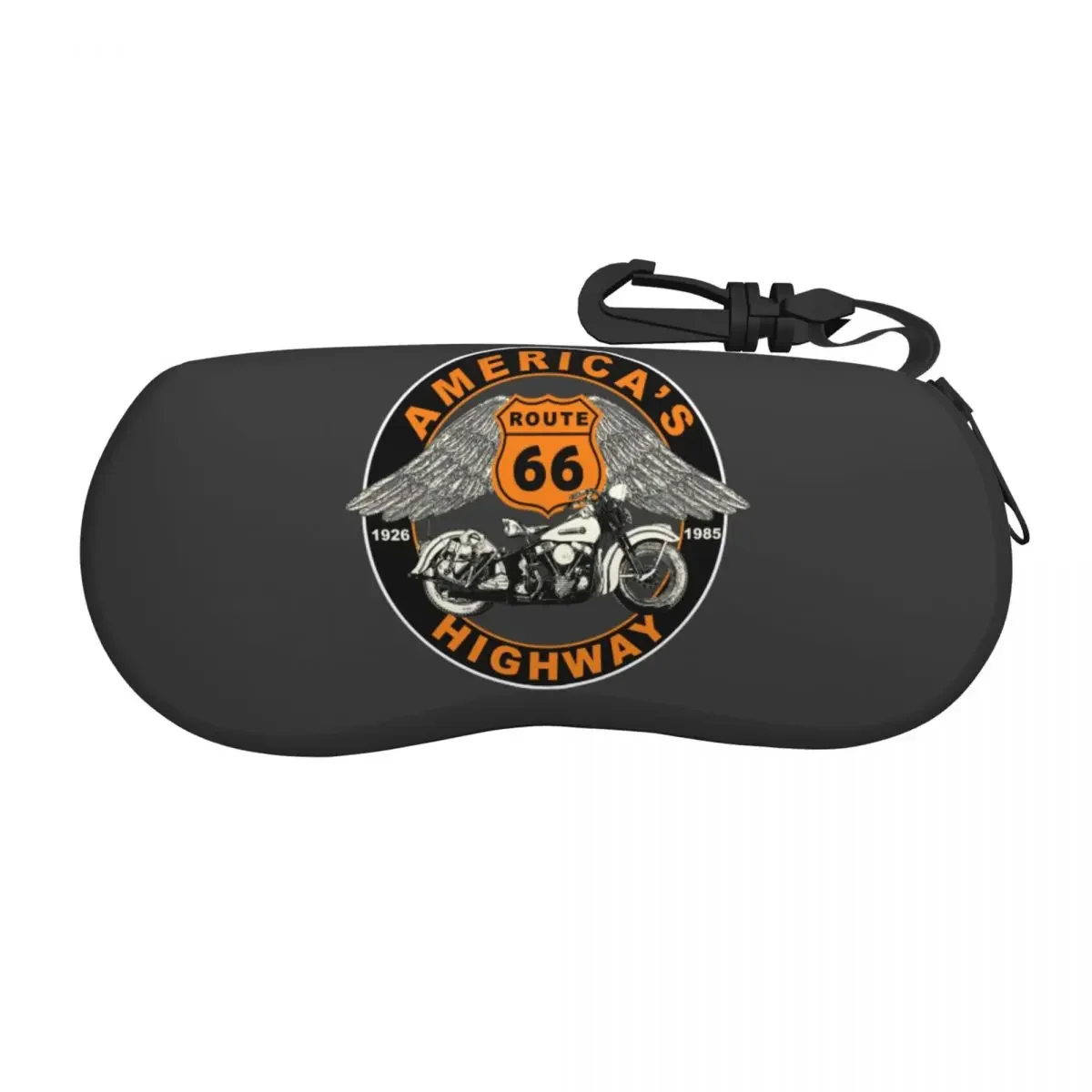 Route 66 Americas Highway Eyeglass Glasses Case Men Women Soft US 66 Motorbike Sunglasses Protective Pouch