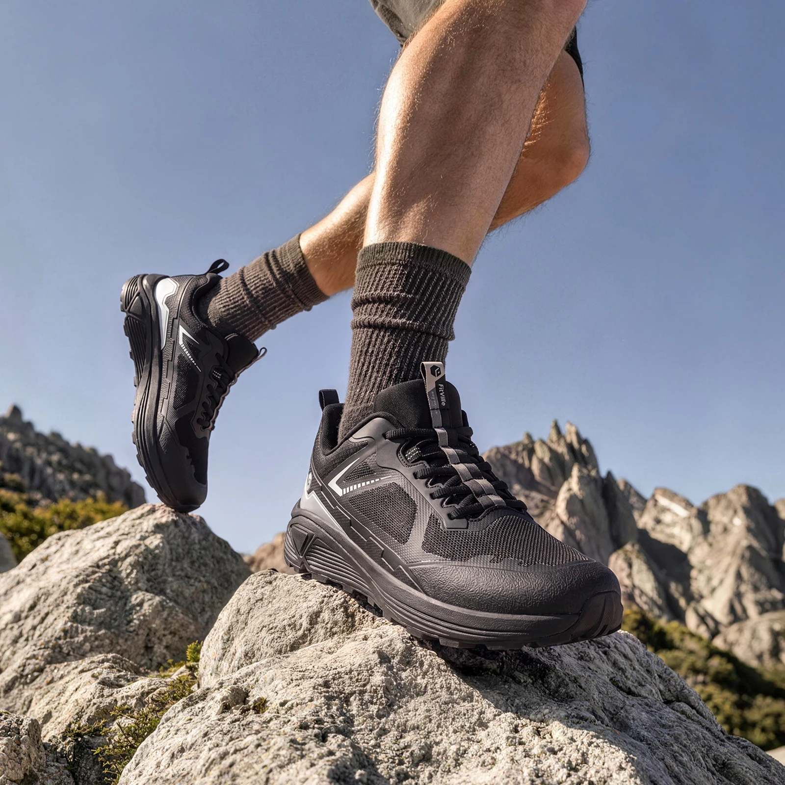 Fitville Herren Trail-Laufschuhe mit breiter Zehenbox, Sportschuhe, atmungsaktiv, mit Dämpfung, Outdoor-Wanderschuhe für Herren, mit Fußgewölbestütze – Detail 11