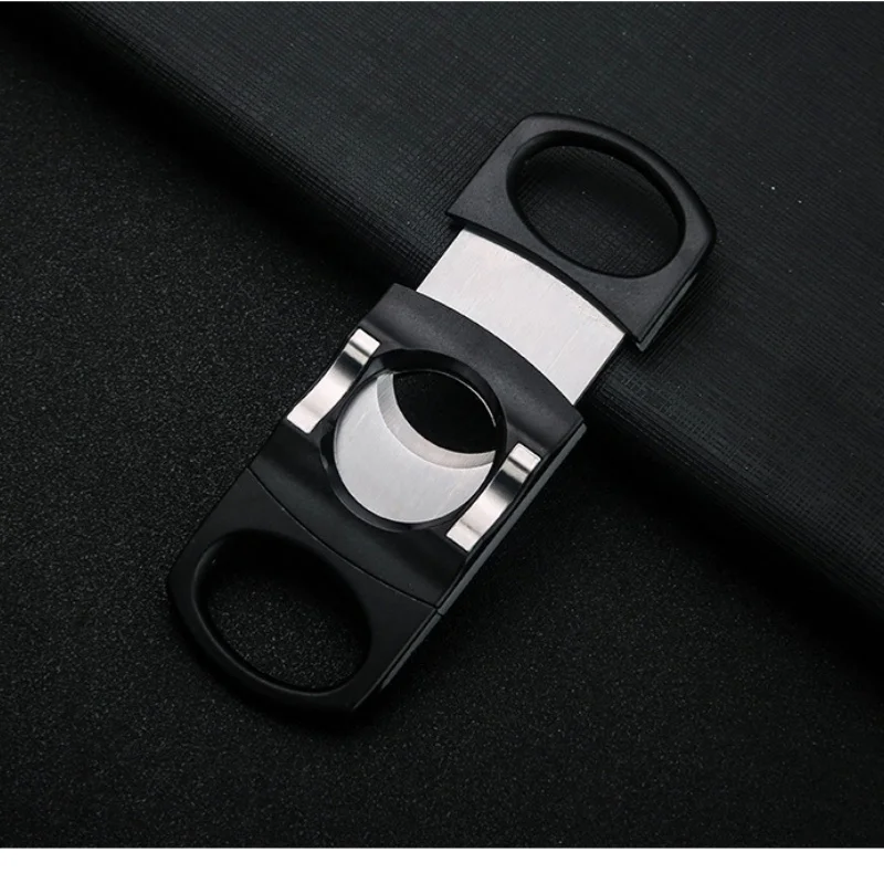 مقص السيجار قاطع السجائر الفولاذ المقاوم للصدأ ذو الحواف المزدوجة المحمولة سكين السيجار الحاد المثقوب #4