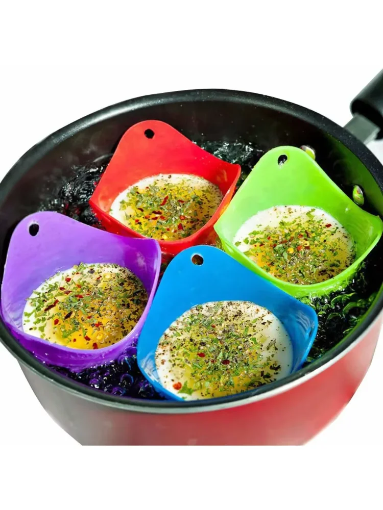4Pcs Silicone Egg Poacher Poaching Pan Mold Kitchen Tool Accessory Cook Tools Gadget Kitchen Accessory Cooking Egg Gadgets