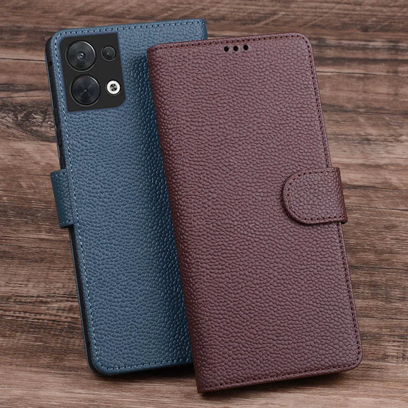 

Hot Sales Luxury Genuine Real Leather Wallet Phone Cases For Oppo Reno 8 Reno8 Pro Plus + Phone Bag Card Slot Pocket