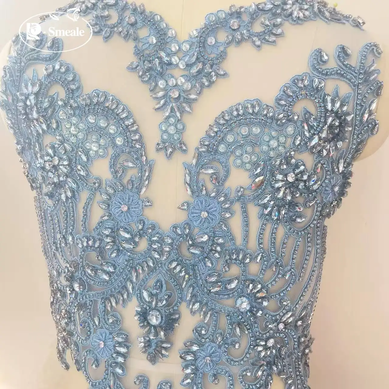 

18-цветный сшитый вручную стеклянный воротник-сверло. Сверкающий воротник со стразами, цветы, шаль, плечи, свадебное платье, нашивка «сделай сам», RS2505161