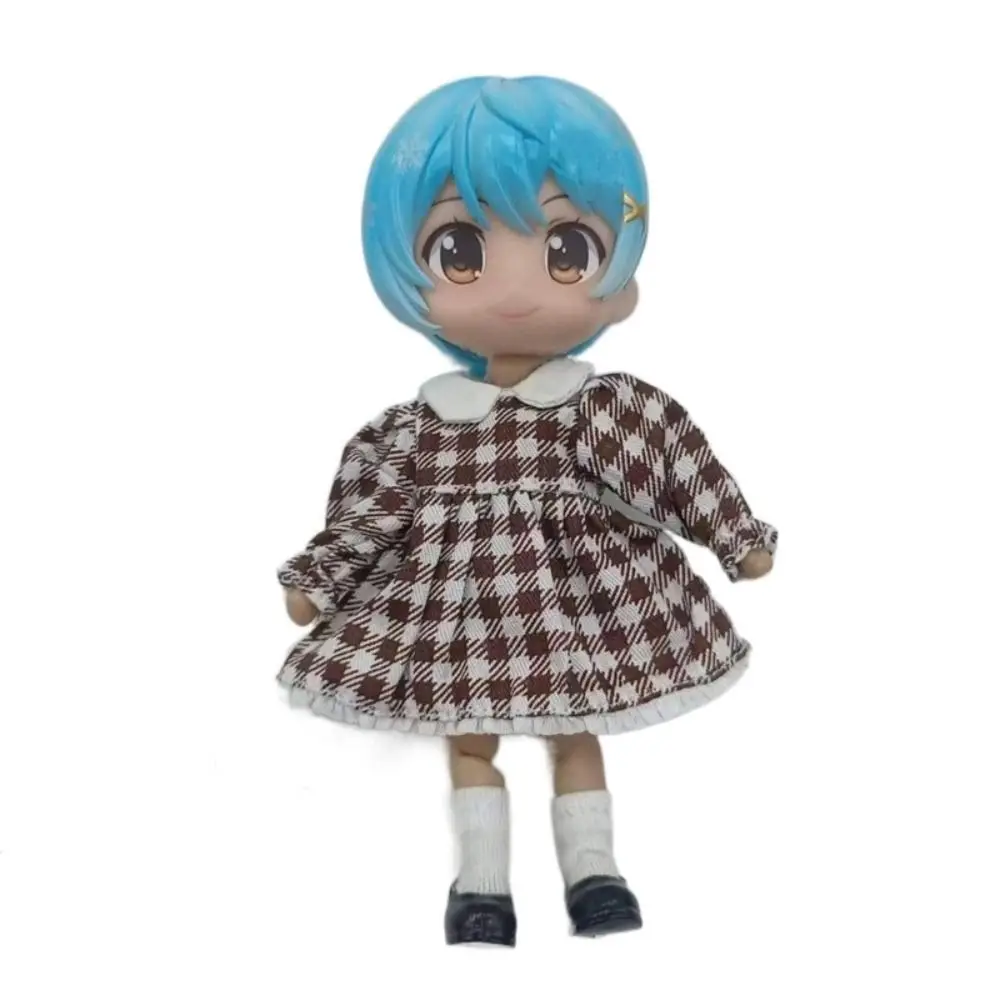 แฟชั่น Lotus Leaf Sleeve OB11 กระโปรงสวมใส่สบายๆตุ๊กตาทําด้วยมือเสื้อผ้าตกแต่งลายสก๊อต Obitsu11 ชุด DIY ของเล่น