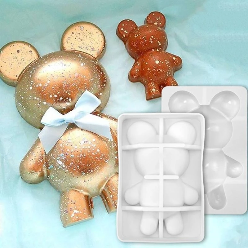  Lovely Bear Chocolate Silicone Mold 3D Handmade Cake Mould Silicone Casting Epoxy Mould Suitable for Home Kitchen DIY
