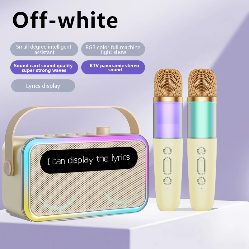 الأطفال كاريوكي سماعة لاسلكية تعمل بالبلوتوث المتكلم 20 واط عالية الطاقة في الهواء الطلق المحمولة مكبر صوت AI مع عرض كلمات KTV المؤثرات الصوتية