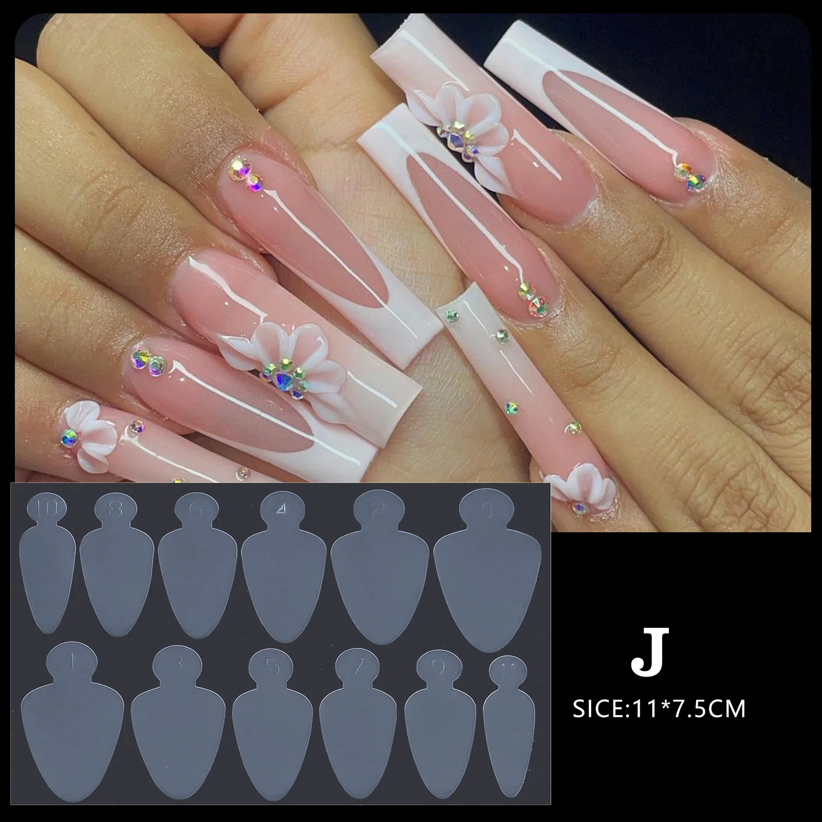 12set Reusable French Nail Silicone Mold Nail Dual Form Nail Gulde Line Forma Sticker for Gel Extension French Manicure