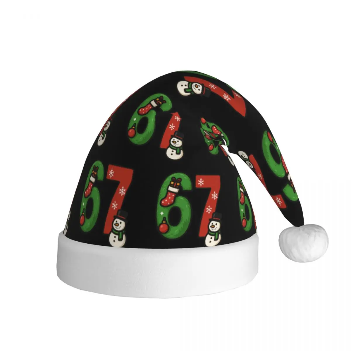 Christmas Number 67 Xmas Lights Santa Christmas Hat for Adult Men Women Six Seven Santa Hat Cap Xmas Gifts