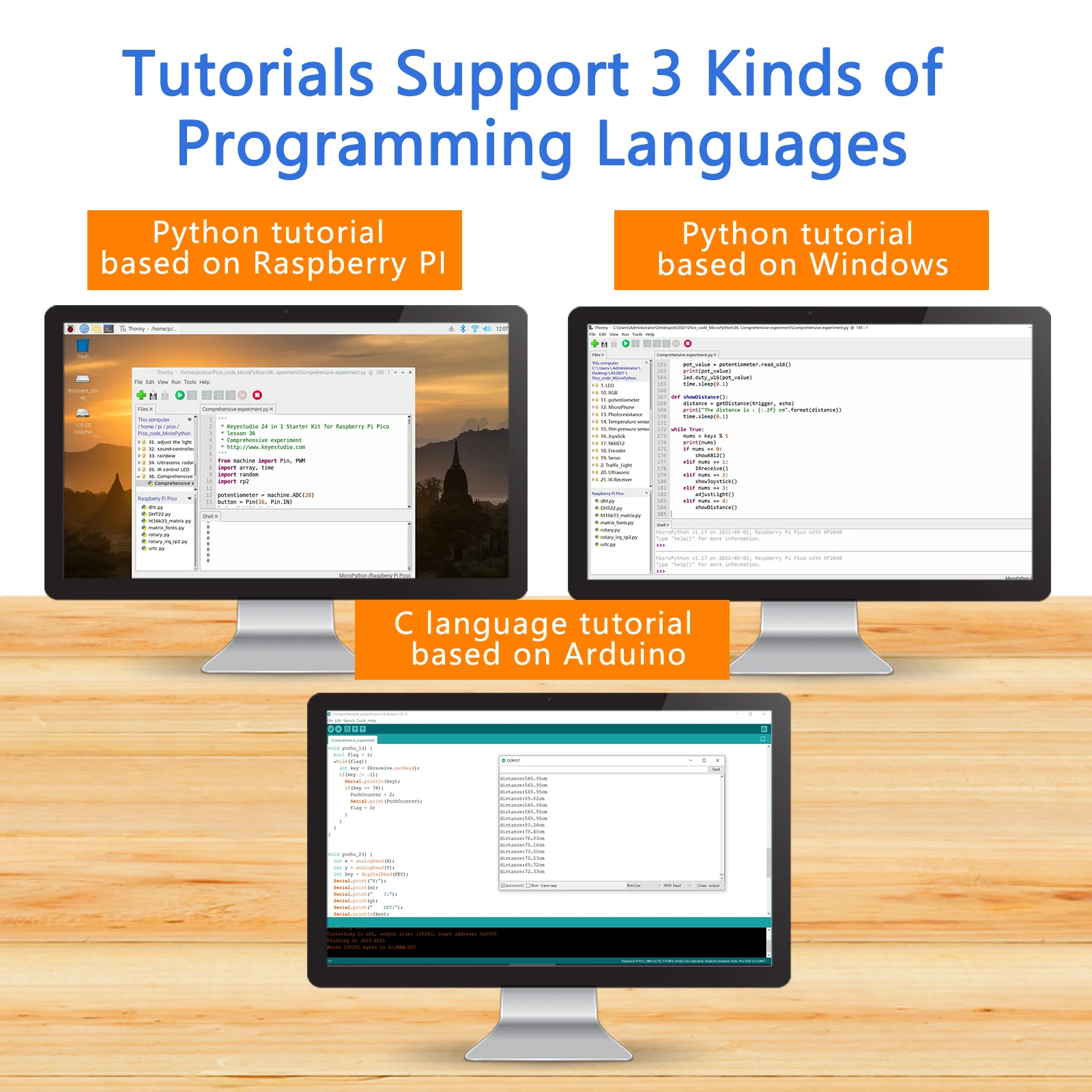 Keyestudio Raspberry Pi Pico 37/24/42 in 1 Sensor Kit For Raspberry Pi Pico Starter Kit Support Python&Arduino Programming