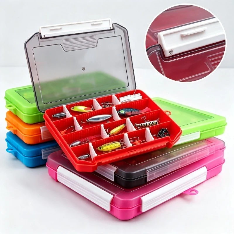 1Pc Single‑Layer Lure Tackle Box 20.5×14.5×3cm With 10 Removable Dividers PP Plastic Bait Hook Storage Organizer