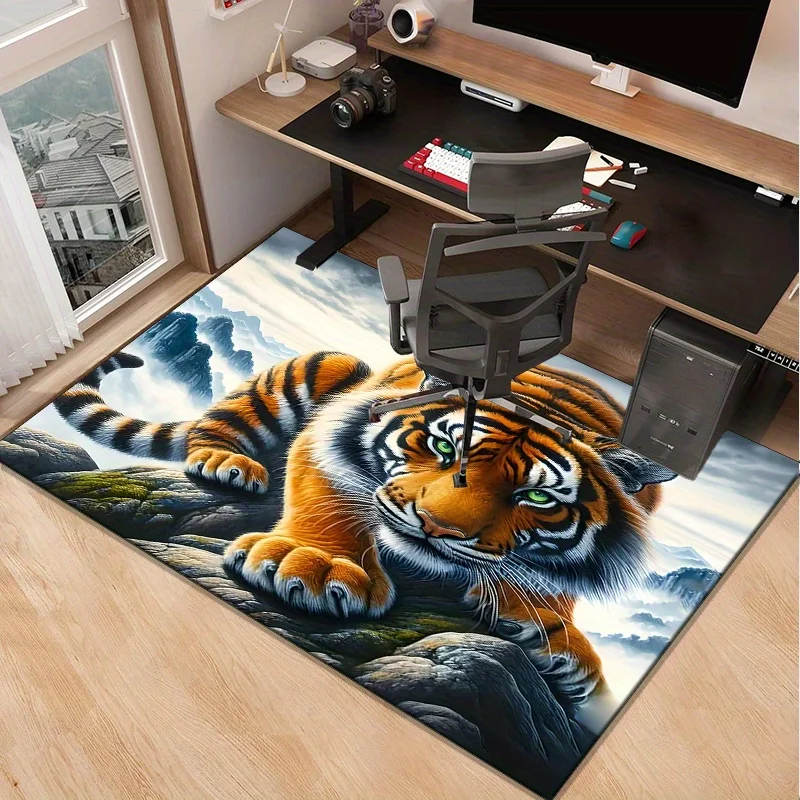 

Tiger Resting on Mountain Rug study room furniture animal print indoor decor Anti slip carpet can be machine washed