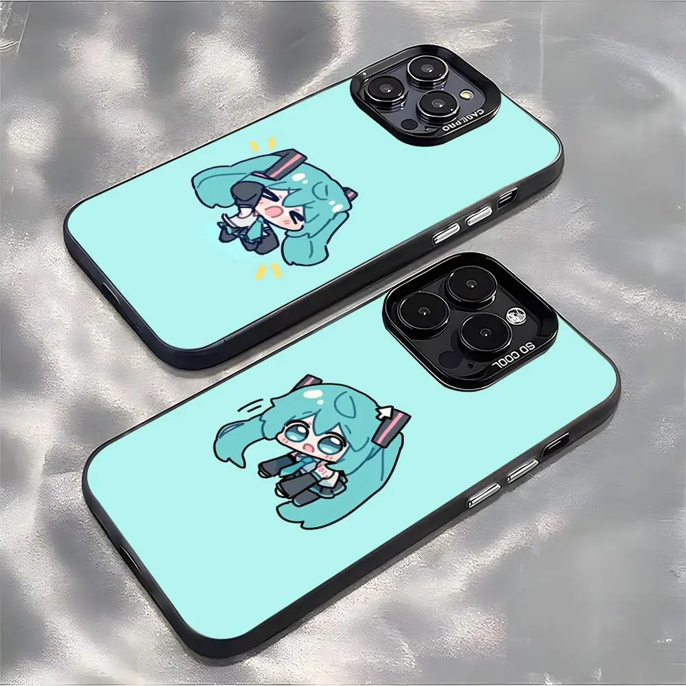 Kawaii M-miku-es Handyhülle für iPhone 17 Air 16 E 15 14 Plus 13 12 11 Pro Max Farbige Silberne Abdeckung