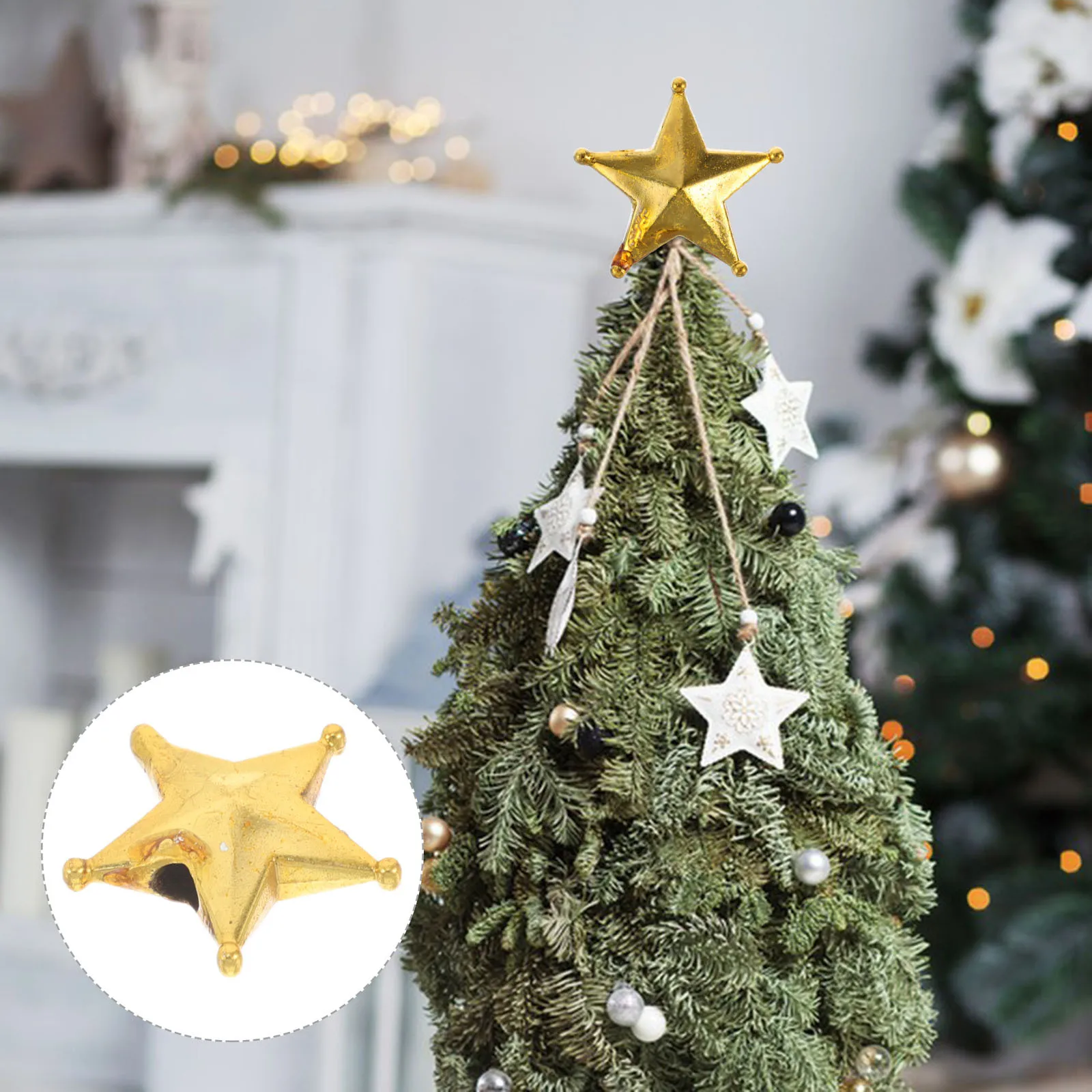 

50 Pcs Christmas Ornament Tree Decoration Star Mini Gold Stars for Topper Golden