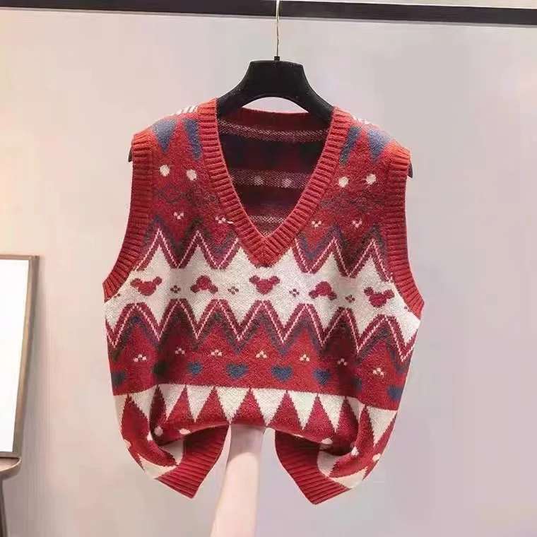 

Женский вязаный жилет свободного кроя с V-образным вырезом, на пуговицах, в клетку, из хлопка, для повседневной носки, весенний сезон