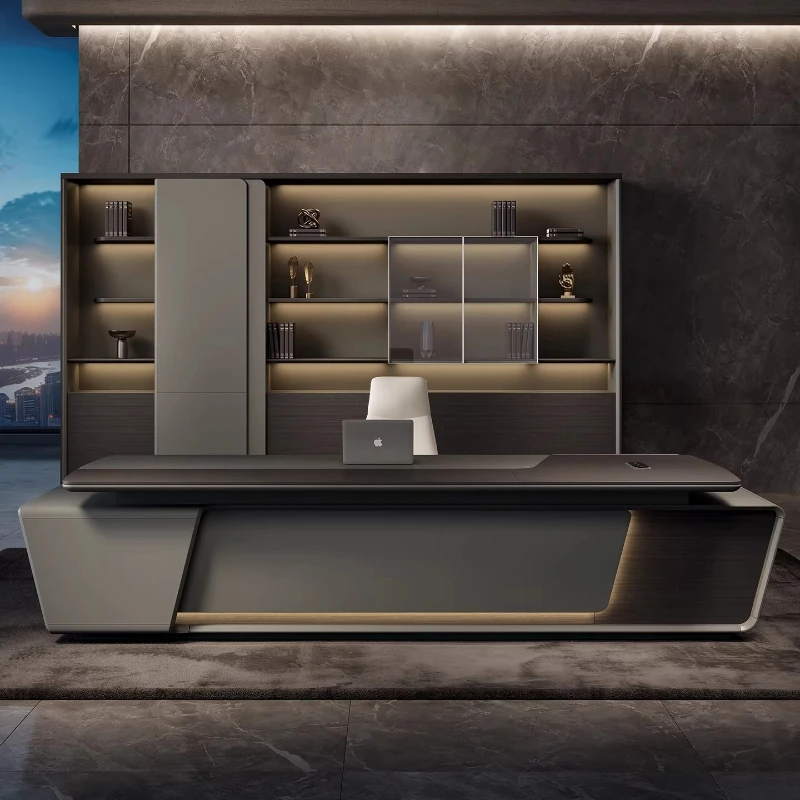 260 280 300 320cm High end luxury Computer desk With side cabinet designer furniture office table mesa para escritório furniture