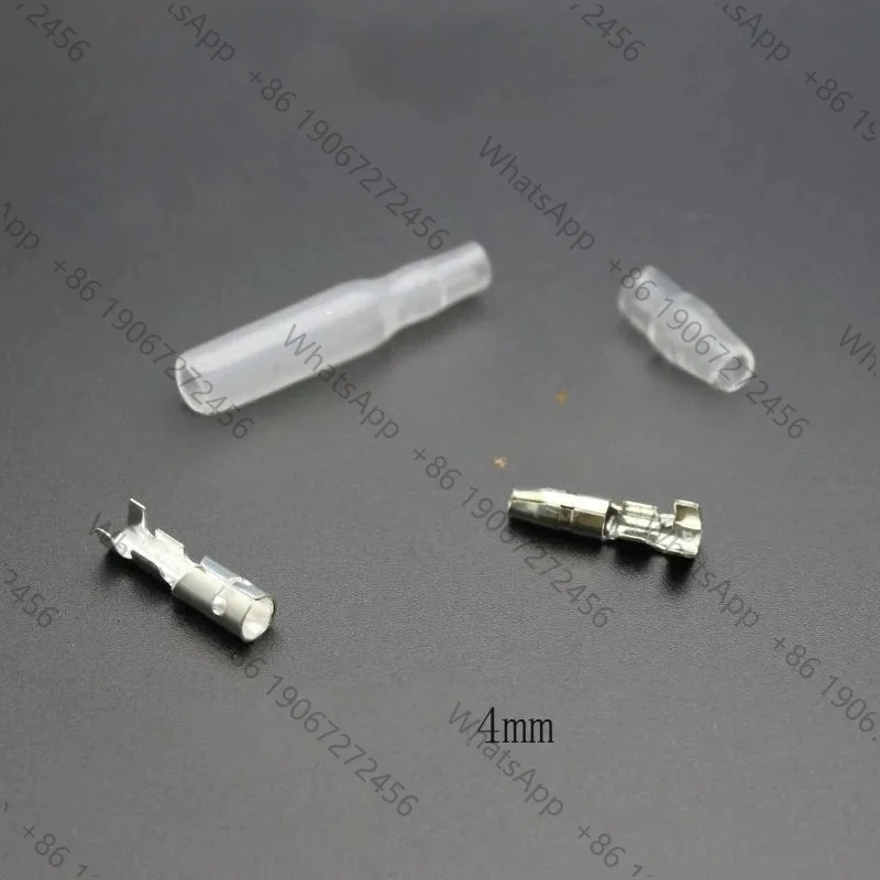 50set 4.0 4mm Dia. Male Female Bullet Motorcycle Scooter Car Truck Brass Connector Terminals Socket w Insulator Clear Covers