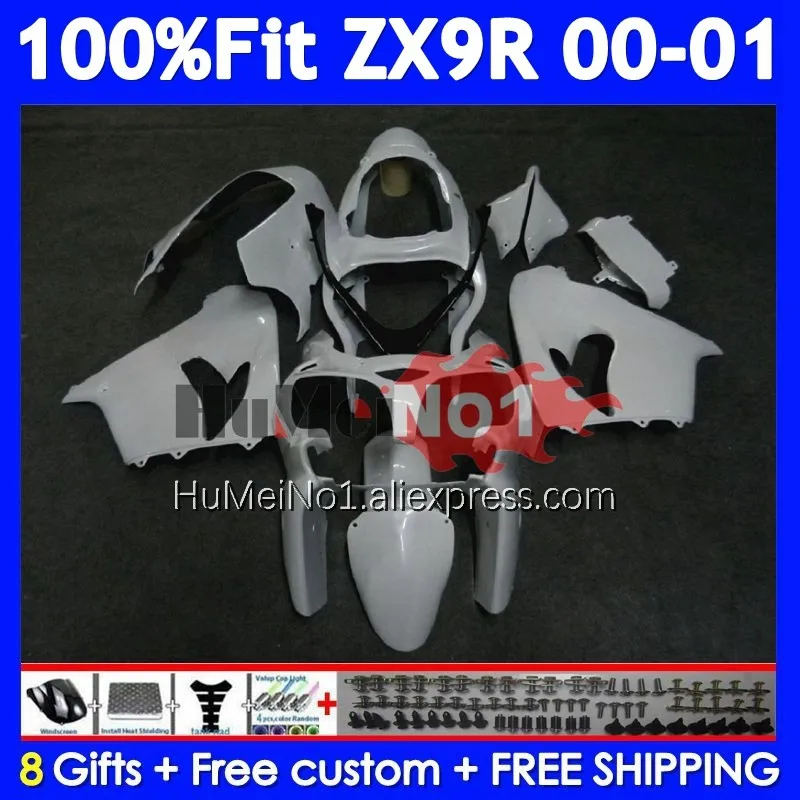 Injection Body For KAWASAKI NINJA ZX900 ZX 9R Pearl White 900 CC 9 R 214No.20 ZX9 900CC ZX-9R ZX9R 00 01 2000 2001 OEM Fairing